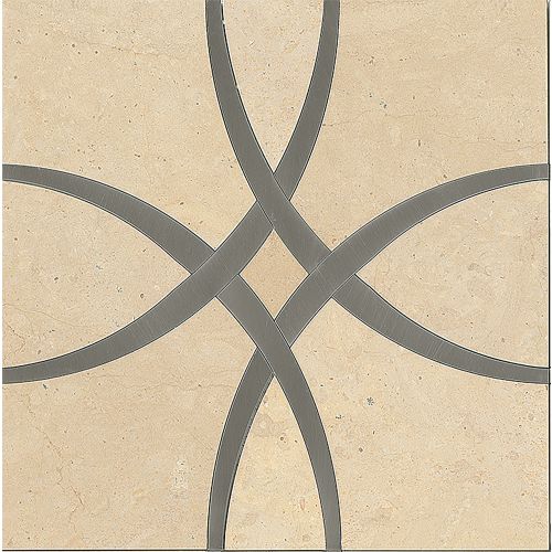 Suave 12" x 12" Circle Limestone Waterjet in Fleece & Stainless Steel