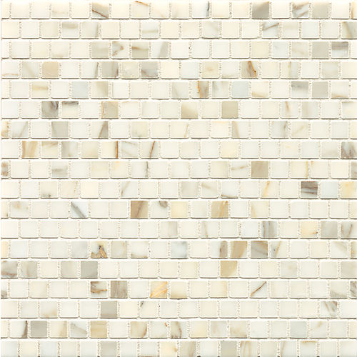 Vanity 5/8" x 5/8" Offset Honed Marble Mosaic in Calacatta Gold