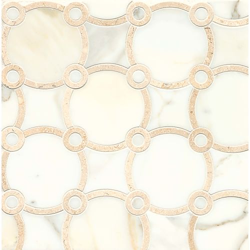 Vanity 12" x 12" Circle Honed Marble Waterjet in Calacatta Gold & Marfil