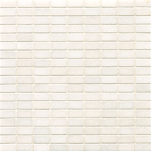 Vanity 5/8" x 1 1/4" Straight Brick Honed Marble Mosaic in Thassos White