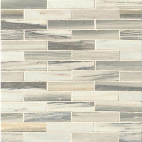Vanity 3/4" x 4" Offset Honed Marble Mosaic in Zebrino