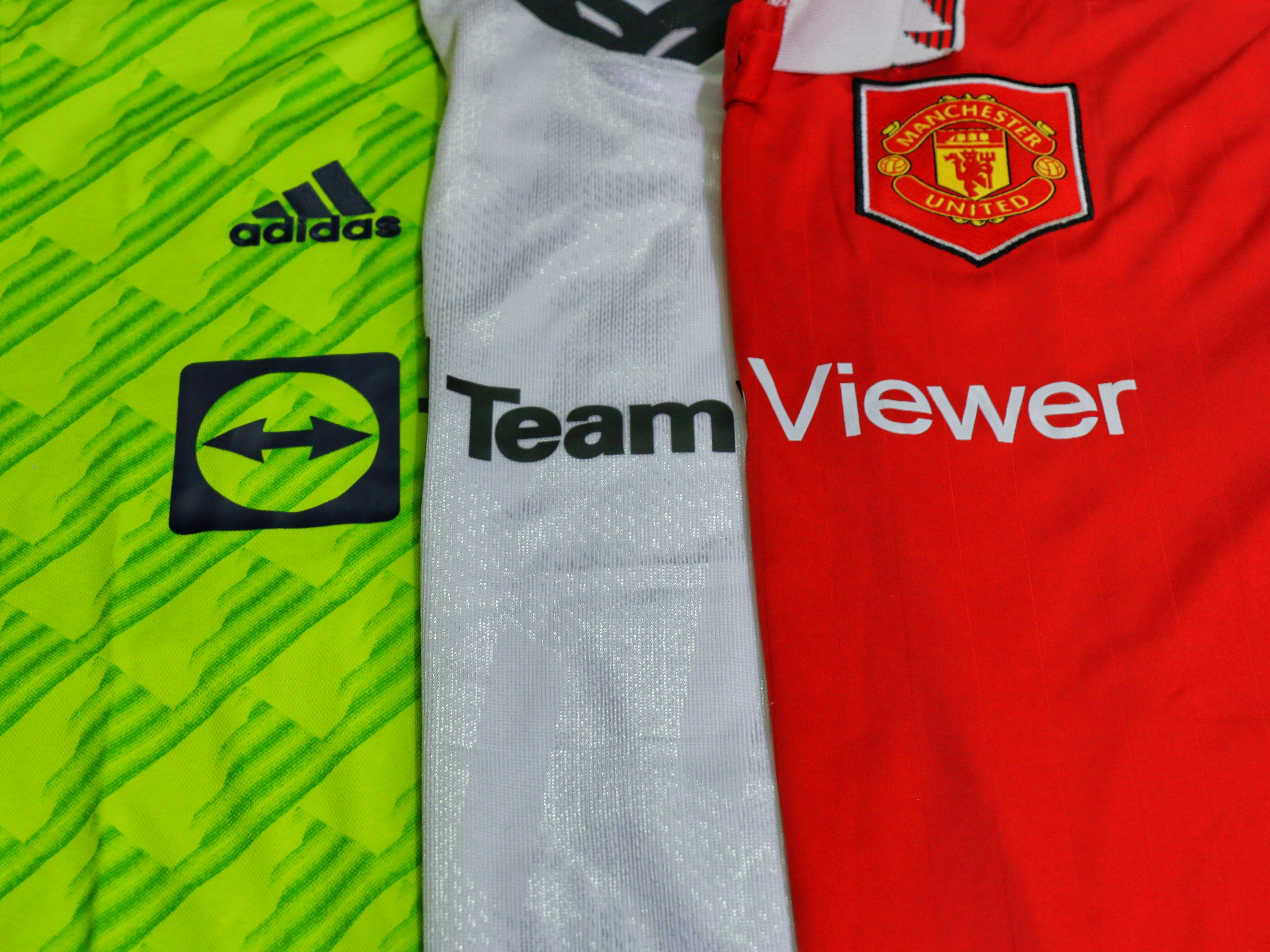 Manchester United's home, away and third kits 