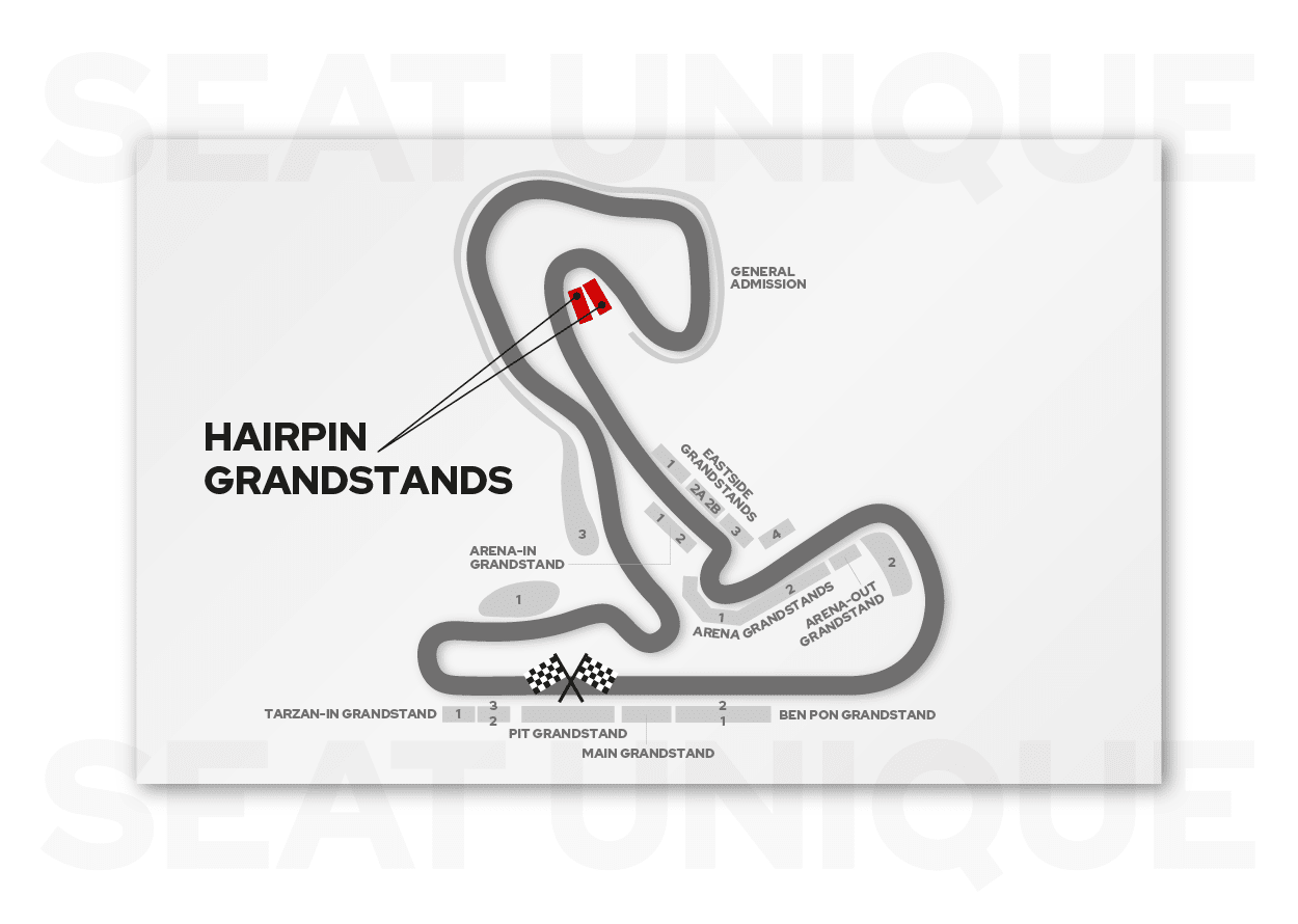 Seating map for Hairpin Grandstands