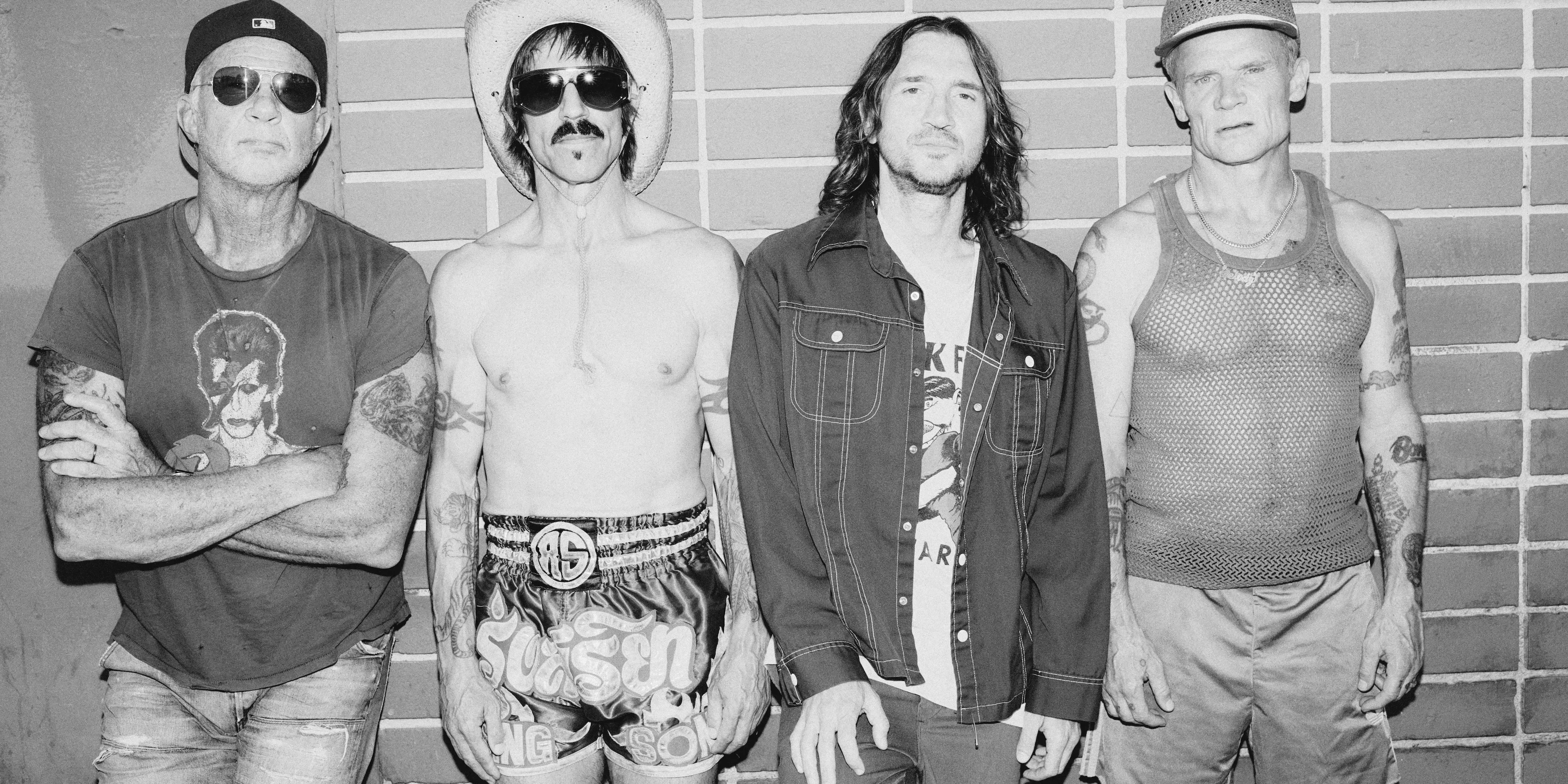 The Red Hot Chili Peppers from left to right: Chad Smith, Anthony Kiedis, John Frusciante and Flea.