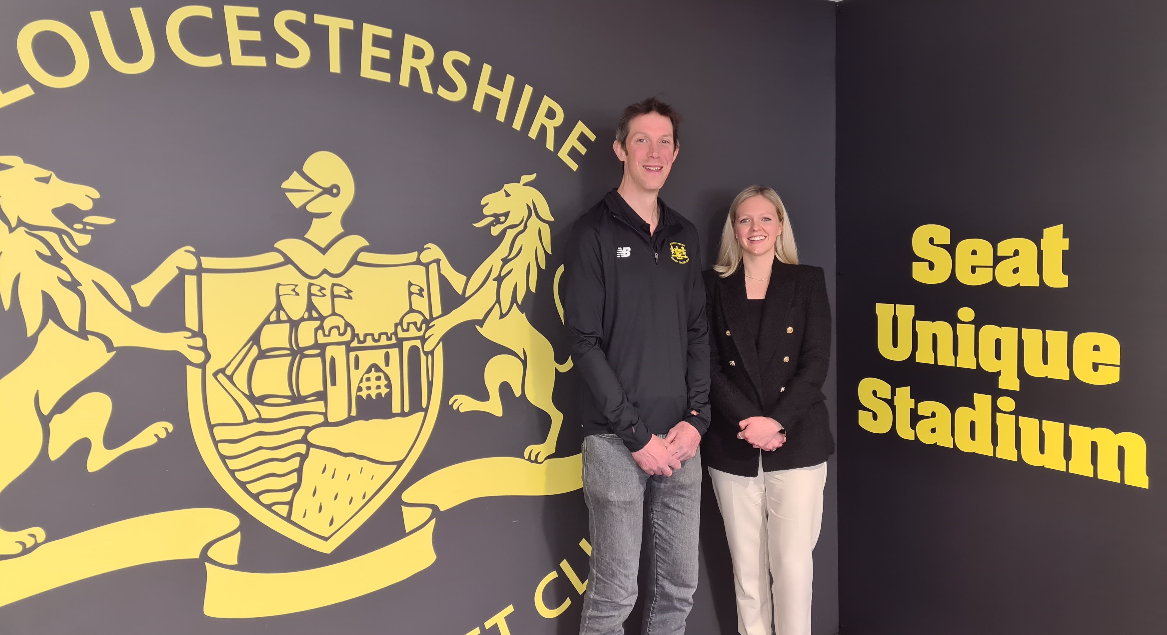 Will Brown CEO at Gloucestershire Cricket with Phillipa Hicks, Co-founder & Head of Product at Seat Unique at the Seat Unique Stadium 