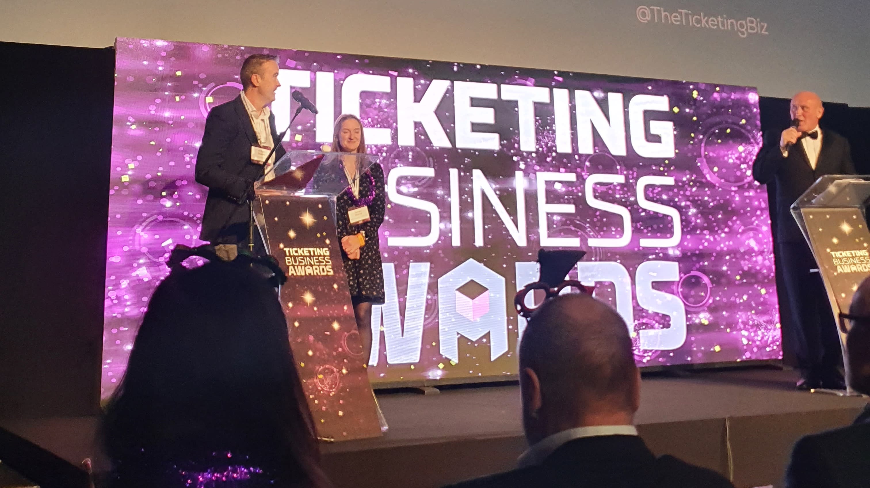 Seat Unique CEO and Founder, Robin Sherry, on stage at The Ticketing Business Awards 2021