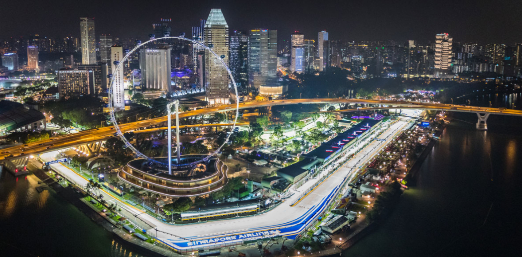 A birds eye view of the Marina Bay Street Circuit