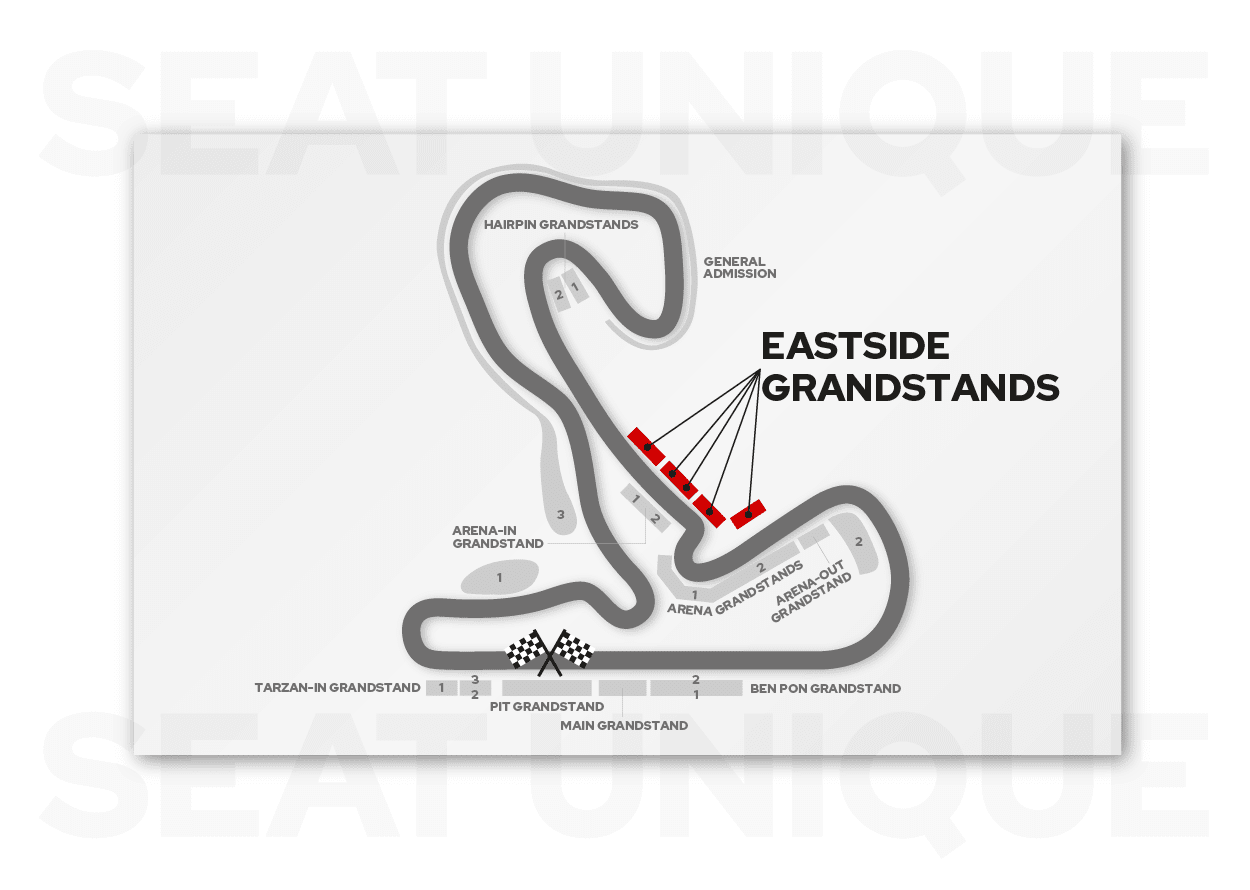 Seating map for Eastside Grandstands