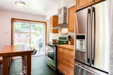 Super modern kitchen that leads to the garden.