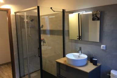 Salle de bain avec douche et wc