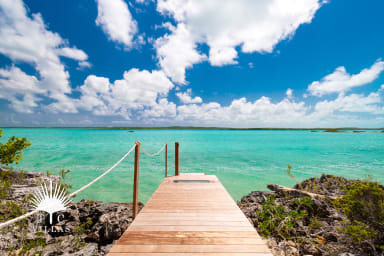 The private dock leads right into Chalk Sound.