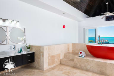 Miami Vice One's ensuite bath with soaking tub and stunning views.
