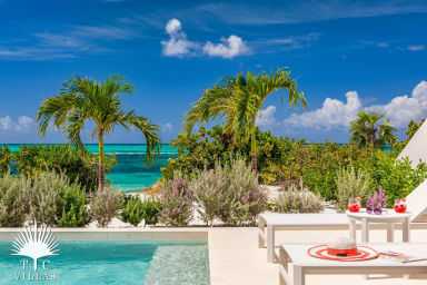 The private pool at Villa Sandpiper offers direct access to the beach. 