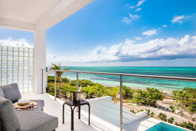 Views of Grace Bay from Sandpebble's balcony (master suite). 