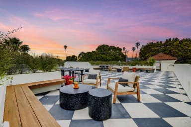 Communal rooftop terrace with breathtaking mountain views