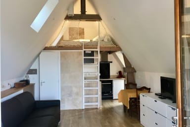 le studio , sa mezzanine avec un lit en 140 et une échelle pouvant se tirer...