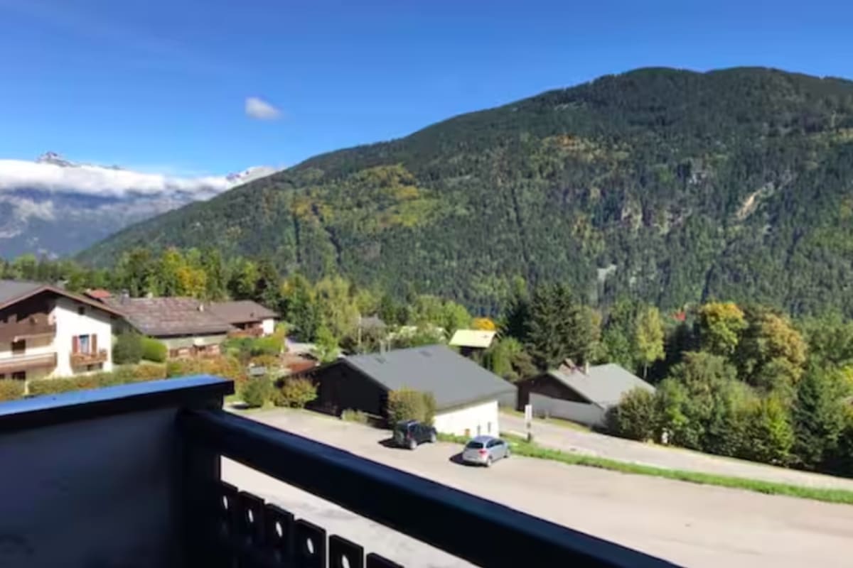  Nidamis au pied des pistes Vue massif Mont-Blanc 