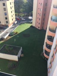 vue jardin résidence depuis fenêtre