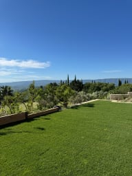 The lawn beneath the pool