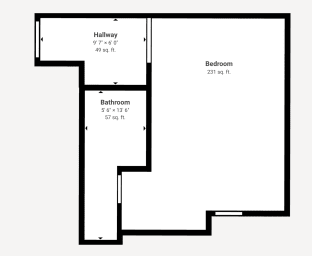 Studio floorplan 301 square feet for total
