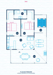 Plan au sol de Villa en location saisonnière à Saint-Francois en Guadeloupe