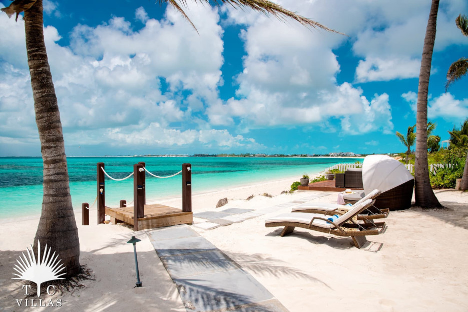 Picture-perfect strip of Grace Bay at Conch Beach Villa. 