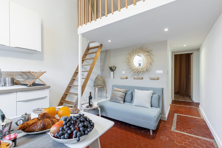 Living room with kitchen