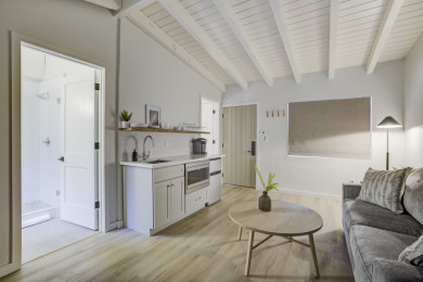 Kitchenette and Living Room Area with Sofa