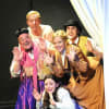 The Hard Boiled Egg and the Wasp: Philip Herbert as Dawlish, Richard Foster-King ("Queen Victoria"), Sarah Earnshaw (Miss Proudfoot),Claire Marlowe (Lydia Leno) and Paul Matania (George Robey)