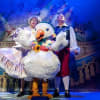 Allan Stewart as Mother Goose, Priscilla as Priscilla the Goose and Andy Gray as Elvis McSporran