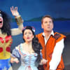 Andrew Ryan (Mrs Crusoe), Kathryn Rooney (Polly) and Brian Conley (Robinson Crusoe)
