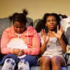 Susan Wokoma as Tanika, Michaela Coel as Tiana and Jahvel Hall as Tionne