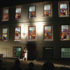 Jane Holman and the cast in front of The Schoolhouse