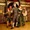 Giles Cooper as Michael, Denis Herdman as Tim, Matthew Needham as Rafe, Hannah McPake as Mistress Merrythought and Dean Nolan as George