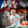Nicholas Merryweather as Povero, Lucy Page as Forestiero, Rebecca Moon as Innamorato and Thomas Herford as Cortigiano
