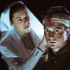 Floriane Andersen as a nurse and Freddie Stewart as a wounded soldier