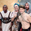 Lincoln James as Herecles, P K Taylor as Tiresias, Alec Porter as Philotios and Lawrence Boothman as Eurylochos