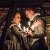 Martina Laird as the Countess of Roussillon and Will Merrick as Bertram