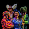 Josie Dunn (Mad Hatter), Elliott Rennie (White Rabbit), Ebony Jonelle (Alice) and Robert Jackson (Cheshire Cat)