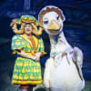 Ben Roddy as Mother Goose and Kaylee Morley as the Magic Goose