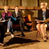 Rehearsed reading of Skyline: Cast (left to right) Kevin Golding (Rex) Paul L Martin (Roxanne) Cameron Robertson (Jasper) Karen Hill (Francesca)