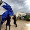 Part of the set for Viva la Diva arriving at a Derbyshire quarry where it will be stored until the 2021 Buxton Festival