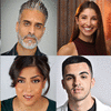 The cast of Bombay Superstar: top row (from left): Nisha Aaliya, Robby Khela, Sheetal Pandya, Chirag Rao, Daisy Hardy, Alexandra Adams. Bottom row: Rav Moore, Pia Sutaria, Yanick Ghanty, Amar, Aaron Mistry, Pavan Maru