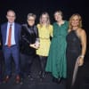 Best Business Partnership - three representatives from the Bruntwood Prize pictured with co-host Aimee Swann, John Rooney panel judge and co-host Annabel Tiffin