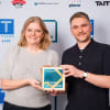 Nottingham Playhouse chief executive Stephanie Sirr MBE and artistic director Adam Penford with the Theatre of the Year award