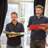 David Reed (Dr Watson), Humphrey Ker (Sherlock Holmes) and John Kearns (Insp Lestrade)