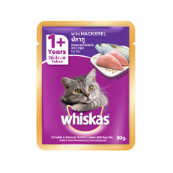 Whiskas วิสกัส อาหารเปียก แบบเพ้าช์ สำหรับแมว รสปลาทู 80 g