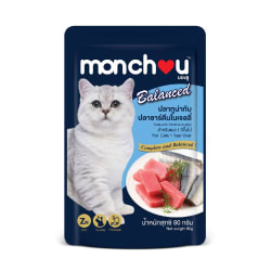 Monchou มองชู อาหารเปียก สำหรับแมวโต รสทูน่าและปลาซาร์ดีนในเจลลี่ 80 g