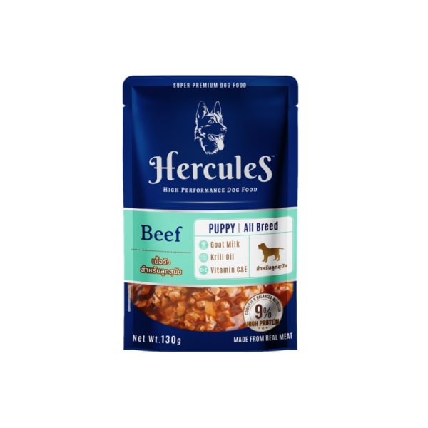 Hercules เฮอร์คิวลิส อาหารเปียกเพ้าซ์ รสเนื้อวัว สำหรับลูกสุนัขทุกสายพันธุ์ 130 g 130 g