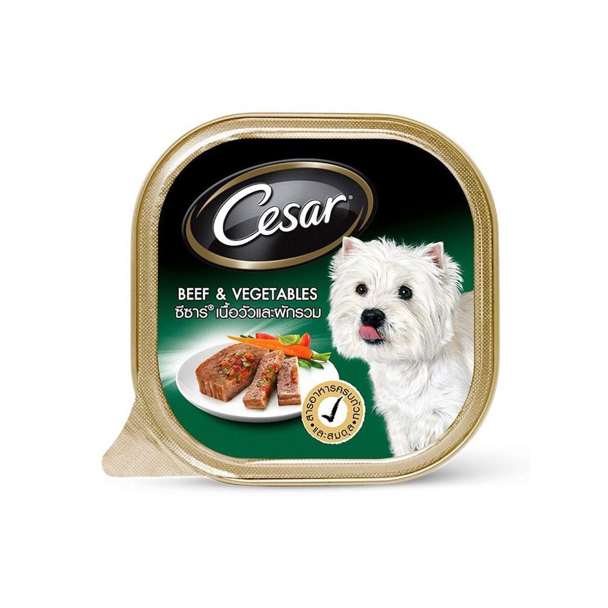 Cesar ซีซาร์ อาหารเปียกสุนัข รสเนื้อวัวและผัก 100 g